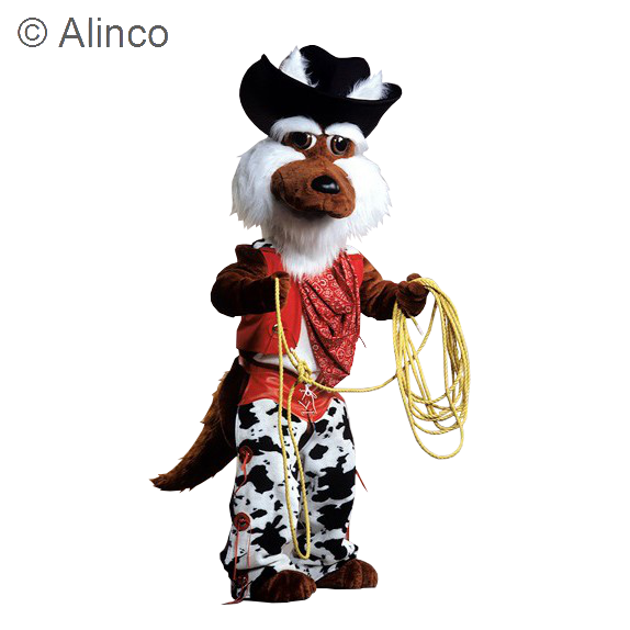 coyote mascot costume with clothing