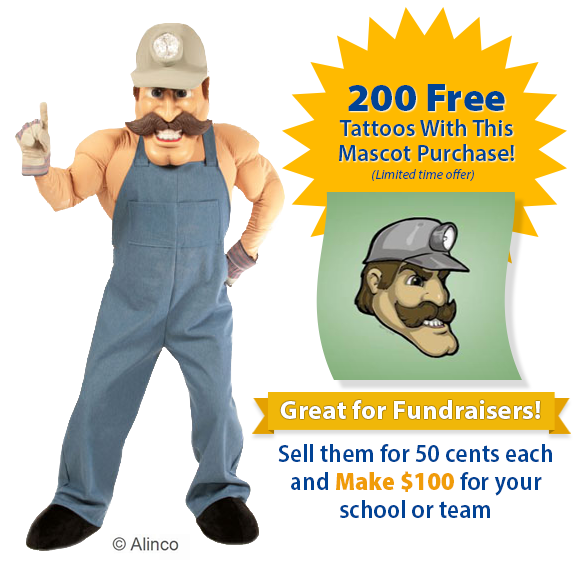 Milton Coal Miner Mascot Costume - SKU 630