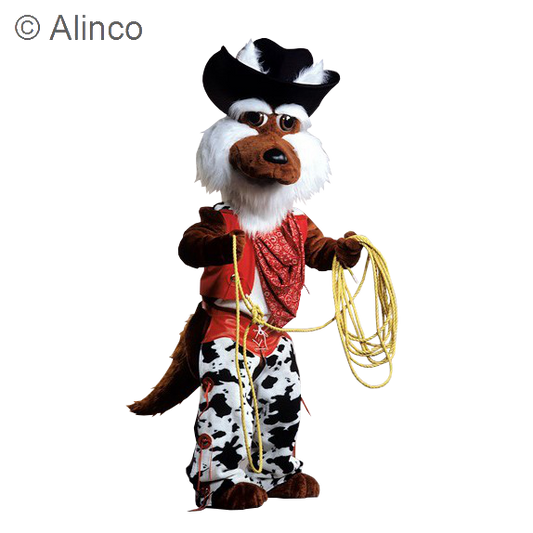 coyote mascot costume with clothing